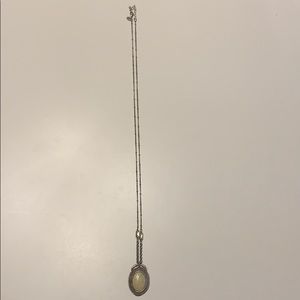 White stone long necklace